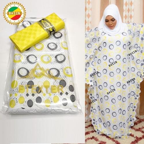 2.5+2.5 Yards Bazin Riche Broder With Embroidered Swiss Voile Lace In Switzerland Material For Guinea Women Dry Lace Materials