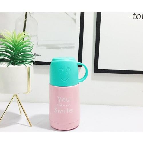 210ml Vacuum Flask Creative Smile Pattern 304 Stainless Steel Kettle Student Children Kettle Tea Coffee Cup