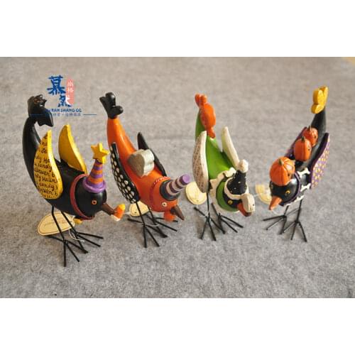 4PC/SET RESIN CRAFTS RURAL HALLOWEEN CREATIVE BIRD CRAFTS GARDEN TERRACE CHRISTMAS DECORATION LIVING ROOM ORNAMENTS