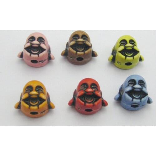 50 Mixed Color Acrylic Laughing Buddha Head Beads 12mm