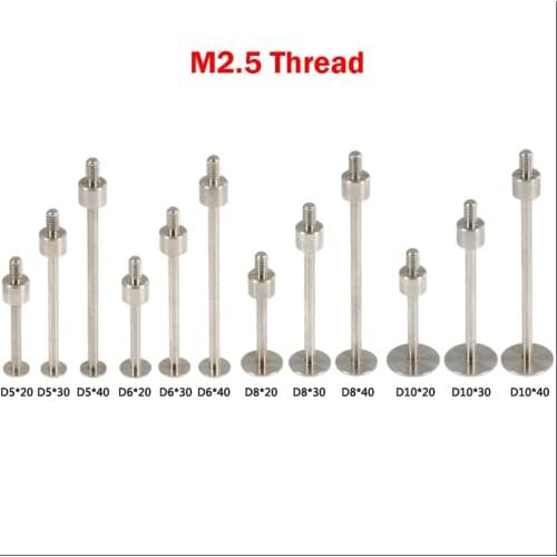 8mm 10mm OD 20mnm 30mm 40mm Length M2.5 Thread T Type Shape Round Pan Disk Gauge Micrometer Tip Lever Dial Test Indicator Probe