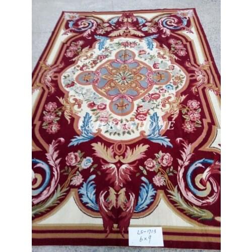 Free shipping 10K 6'x9' Handmade carpets needlepoint woolen rugs handmade rugs for home decoration