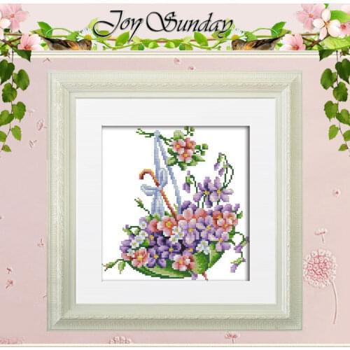Flowers And Umbrellas Counted Cross Stitch 11CT 14CT Cross Stitch Set Wholesale DIY Cross-stitch Kit Embroidery Needlework
