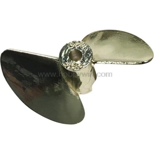 D35xP1.4 Imitation Gold Plated Aluminum Two blade Propeller 3mm aperture -435 for RC Racing Speed Boat Scale Model Yacht