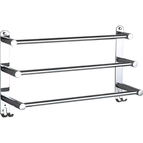 Stretchable Adjustable Stainless Steel Towel Bar 3-Tier Flexable Bathroom Rack Wall-Mounted Hand Towel Dish Cloths Hanger