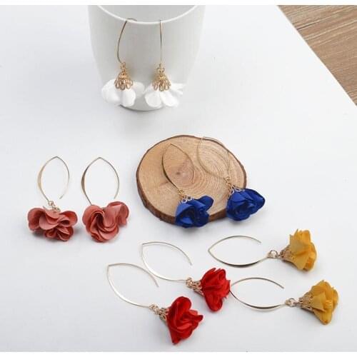 Elegant Lady Bohemian Flower Sweetheart Petals Earrings Charming Female Women Handmade Accessories Gifts