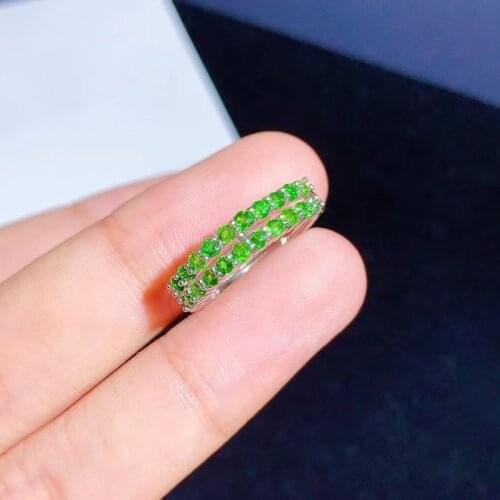 Natural Diopside 2mm Engagement Rings for Women 925 Sterling Silver Mens Ring Indian Jewelry