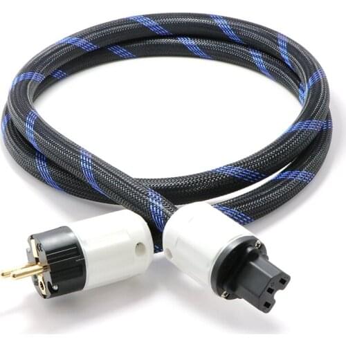 Hi-end Silver Plated OFC audio Schuko power cable, P-320E C320 gold plated EU plug Power line CD supply wire