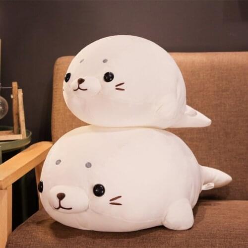 50/60cm New Cute Lifelike White Seals Plush Toy Simulation Soft Elastic Marine Animal Doll Stuffed Pillow Kids Girls Gifts