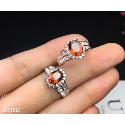 KJJEAXCMY fine jewelry 925 pure silver inlaid natural garnet ring support test