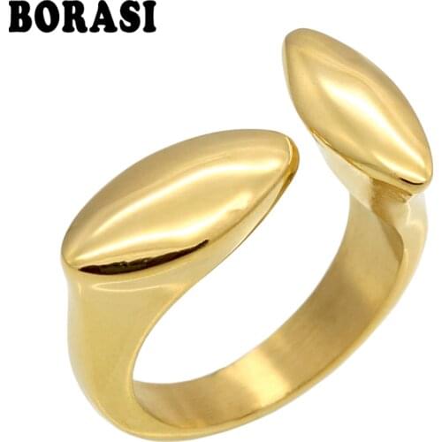 New Fashion Brand Charm Double Leaf Rings For Women Gold Color Opening Adjustable Woman Ring Bague Femme Engagement Rings