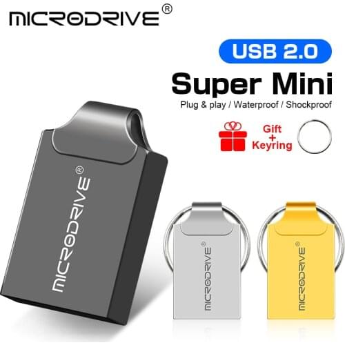 Mini Usb flash drive silver usb 2.0 metal pendrive 128GB 64GB 32GB 16GB 8GB 4GB usb memory stick Key chain pen drive Free gift