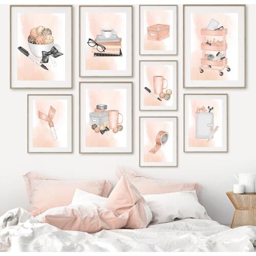 Cartoon Chocolates Book Wall Art Washi Tape Mug Makeup Box Canvas Painting Nordic Poster and Print Picture for Living Room Decor