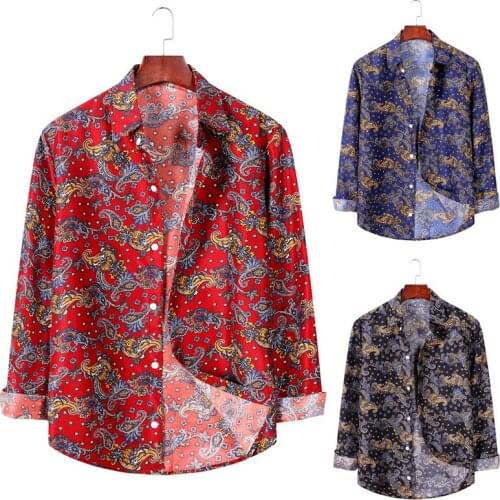 2020 Mens Loose Flower Shirt Fashion Japanese Clothing Mens Long Sleeve Lapel Shirt Japanese Streetwear Men Designer Shirts