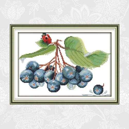 The Ladybug and blueberries Patterns Printed Cross Stitch kit Beginner Embroidery Set Needlework 11ct 14ct DIY Handmade Crafts