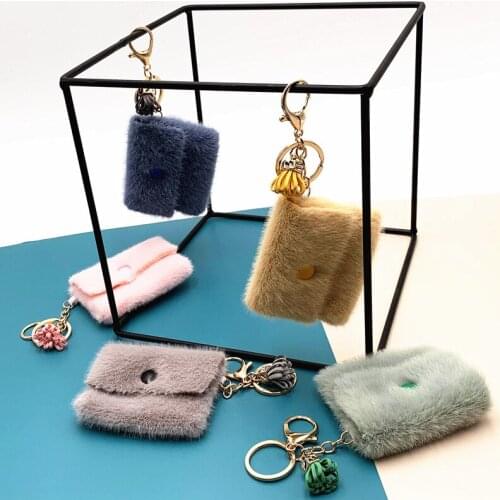 New Mini Coin Purse Keychain Candy Color Cute Coin Key Case Pendant Data Cable Storage Bag Key Chain K4170