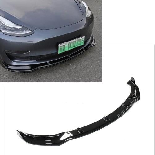 Front Lip Bumper Spoiler Kit Glossy Black Car Exterior Parts Splitter Chin Lower Cover Trim For Tesla Model 3 Sedan 2017-2020
