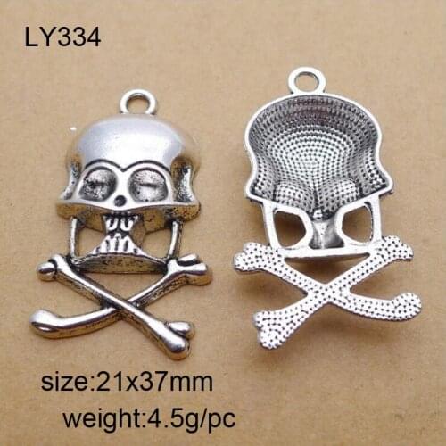 21x37mm 25pcs Alloy Skull Charms Alloy Pendant For Necklaces Bracelets DIY Fashion Jewelry Earring Decoration