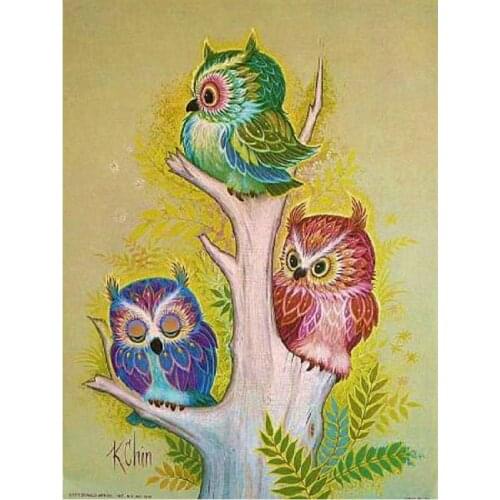 Full Square round 5D DIY Diamond Painting Cartoon owl diamond Embroidery Cross Stitch Rhinestone Diamond Mosaic Painting Decor