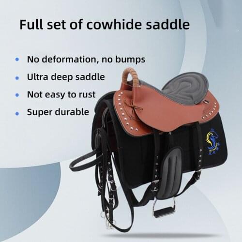 A full set of saddles, new cowhide harnesses, horse saddles for tourists, pony riders equestrian supplies