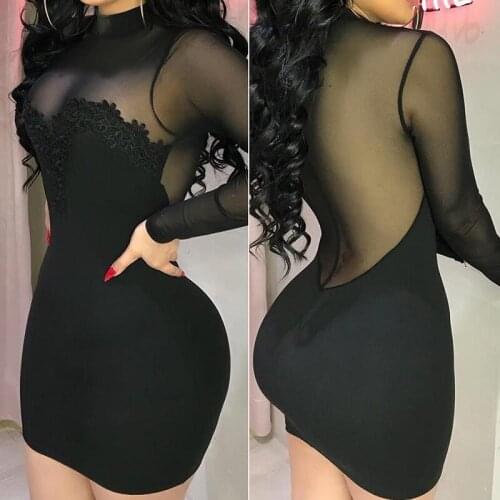 Sexy Clubwear Women Bandage Bodycon Dress See through Mesh Dresses Women Mini Pencil Dress vestidos