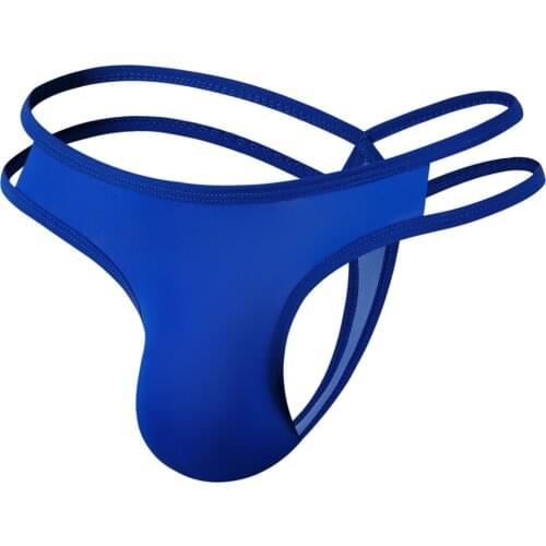 New Fashion Brand Low-rise Sexy G-strings Lingerie Panties Solid Ice Silk Thongs Male Gay Underpants Men Breathable Underwear