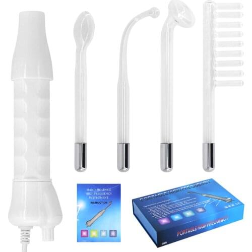 4 in 1 Skin Care Wand Device Facial Machine High Frequency Portable Electrode Wand Acne Spot Wrinkle Remover Hair Care Device