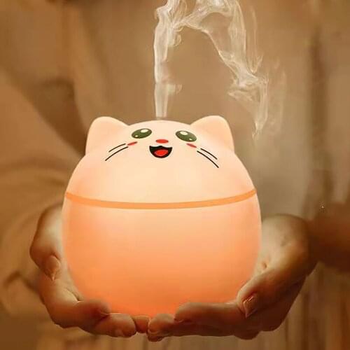Ultrasonic Air Humidifier With Led Night Light Aromatherapy Fragrance Diffuser Cute Cat Humidifiers Mist Maker Air Purifier