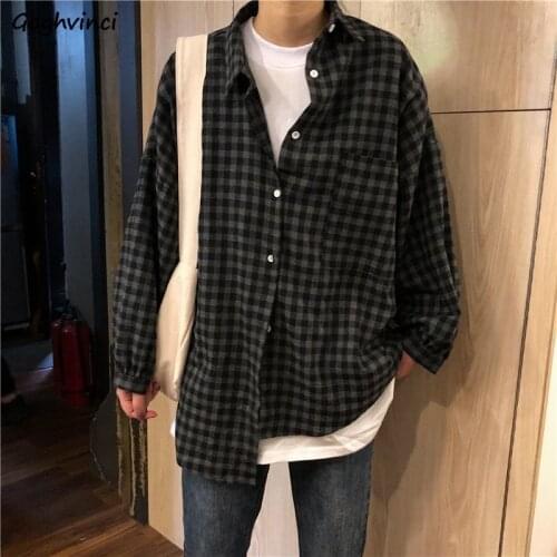 Women Shirts School Vintage Female Leisure Plaid Loose Plus Size 3XL Ulzzang Harajuku All-match Simple Outwear Fashion Simple