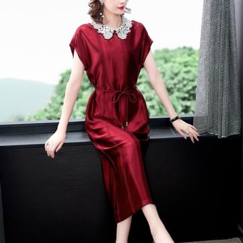 2021 Summer Korea Solid Satin Sexy Beach Midi Sundress Vintage 4XL Plus Size Lace Women Maxi Dress Elegant Bodycon Party Vestido