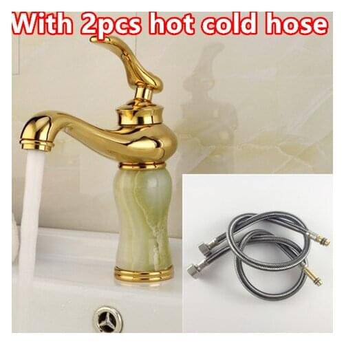 Bluestone gold bathroom mixer tap of hot cold single lever single hold bathroom basin sink water faucet