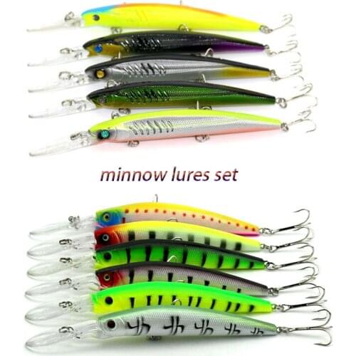 11pcs hard plastic minnow fishing lures set wobble bass pike peche carp fishing baits trout isca de pesca fishing tackles