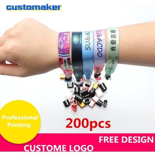 200pcs Custom Satin Ribbon printed Christmas wristband personalized bracelet custom event bracelets breast cancer wristbands