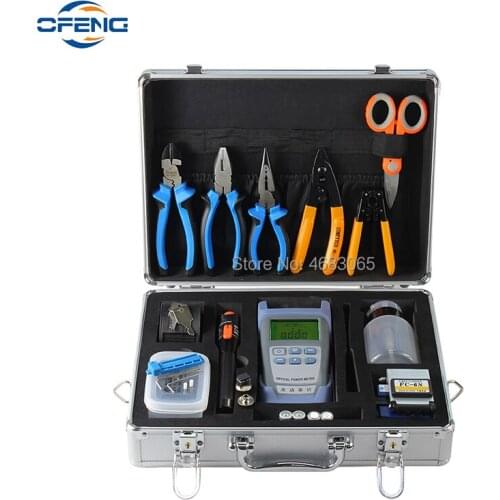 22 piece set FTTH Fiber Optic Tool kits FC-6S Fiber Cleaver Visual Fault Locator Wire Strippers Diagonal Cutting Pliers Sets