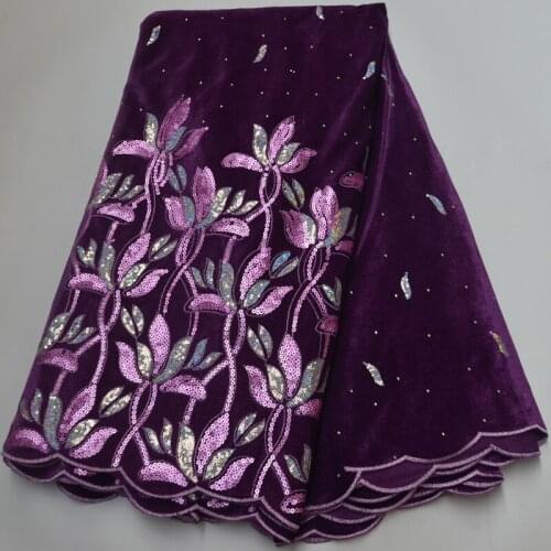 5yards/pc) Latest arrival African soft velvet lace fabric with beautiful sequins embroidery for comfortable party dress VLP015