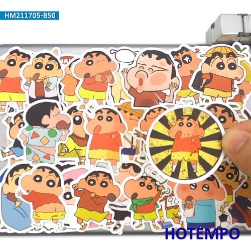 50pcs Classic Anime Crayon Boy Decals Stickers Pack Toy for Kids DIY Stationery Phone Laptop Suitcase Skateboard Cartoon Sticker