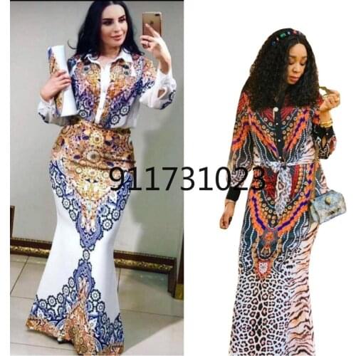 African Dresses for Women 2021 New Summer African Women Printing Polyester Long Dress African Dress