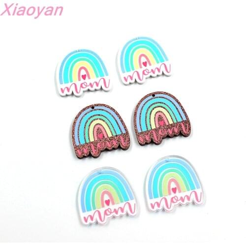 10pcs) Acrylic Rainbow Mom For Earrings Party DIY Glitter UV Rainbow Jewelry Accessories