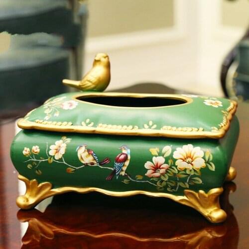American style living room tissue box creative household tea table colorful napkin holder high quality porcelain home decor