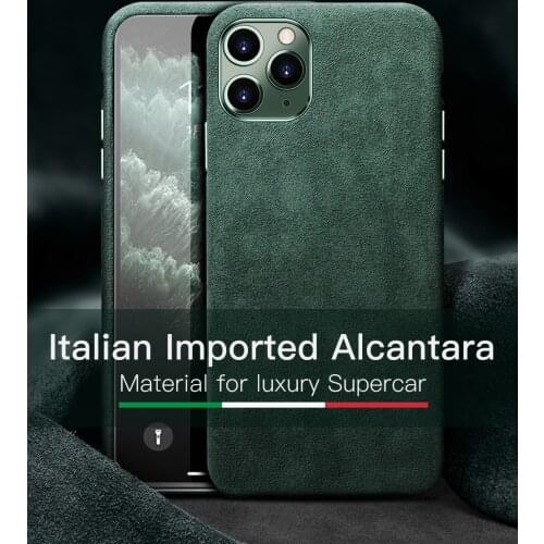 YMW Italian Alcantara Case for iPhone 12 Pro Max Fashion Luxury Artificial Leather Business Phone Cases for Xs Max Xr X 11 Cover