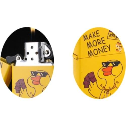 Chief yellow paint Rich duck pattern color painting Kerosene gasoline petroleum oil Cigarette lighter friend birthday Cool Gift