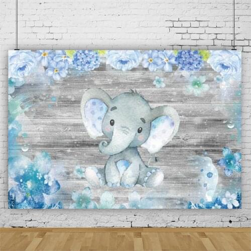 Wooden Board and Elephant Baby Shower Backdrop Photography Background Photo Booth Studio Decor