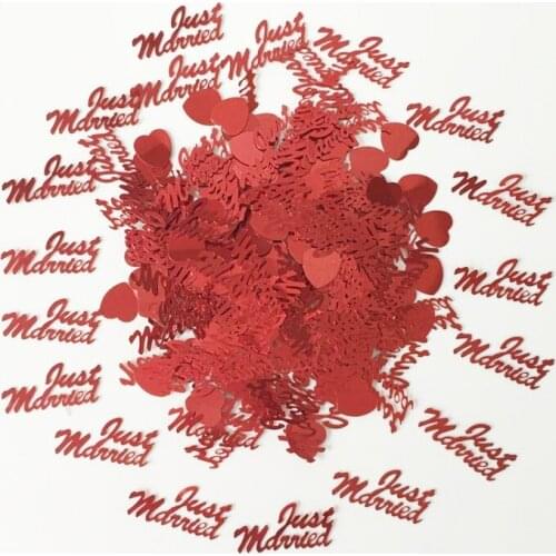 Hot 90g Table Party Scatters Confetti Red Just Married+Heart Wedding Decor Free Shipping