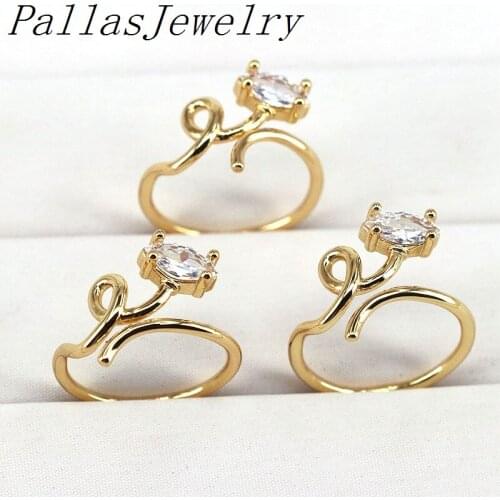 10Pcs New Trendy Charm Ring Plating Gold Color Micro Cubic Zirconia Ring Fashion Womens Accessories Jewelry