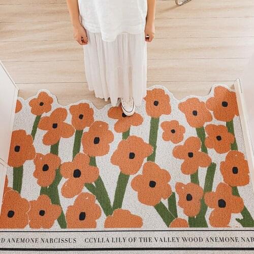 Flower Door Mat Durable Welcome Mat Low Profile Floor Mat Front Doormat Indoor Outdoor Doormat Non Slip Rugs for Entryway Patio