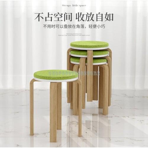 Solid Wood Round Stool Family Living Room Creative Multi-function Makeup Chair Net Red Adult Bench Simple Small Family Dining Ch