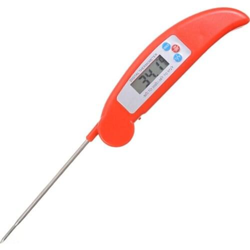 Kitchen Instant Read Thermometer Probe Folding LCD Digital Temperature Gauges Grill Meat BBQ Oven Cooking Thermometer Red