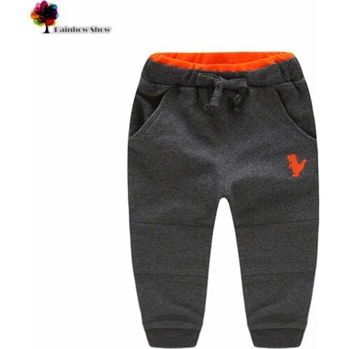 Lwly Brand New Spring and Autumn Children Clothing Boys Dinosaur Embroidery Terry Casual Cotton Drawstring Kids Sports Pants