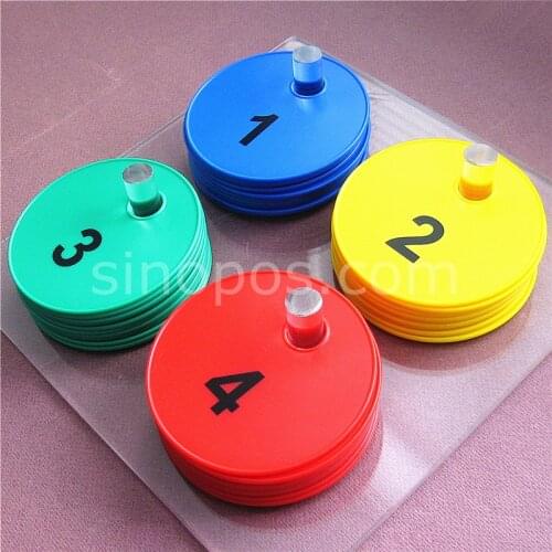 Fitting Room Security Disc Set With Stand, apparel dress clothes shop changing room control number tags discs acrylic holder