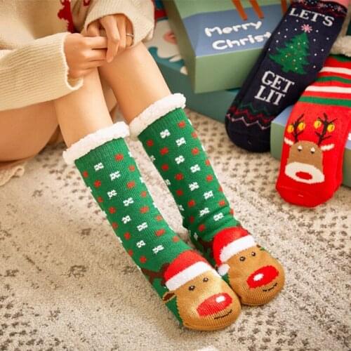 New Christmas Socks Home Carpet Floor Socks Snow Socks Thick Plush Socks Warm Non-slip Home Floor Socks Christmas Cartoon Socks